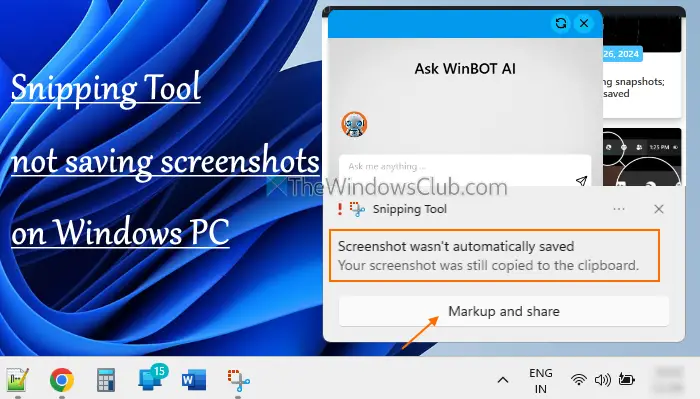 Snipping Tool speichert keine Screenshots unter Windows 11