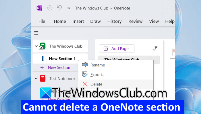 Ein Abschnitt in OneNote kann nicht gelöscht werden; Gelöschte Abschnitte tauchen immer wieder auf